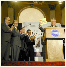 Mayor of Boston, Thomas Menino gives Clear Channel  the approval to begin restoration of the Boston Opera House