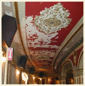 A cieling in the Boston Opera House before restoration